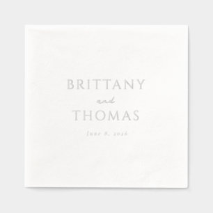 Elegant Off-White Minimalist Calligraphy Foil Napkins