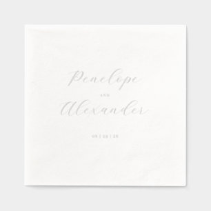 Elegant Off-White Minimalist Calligraphy Foil Napkins