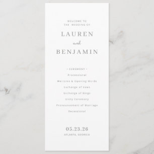 Elegant Off-White Minimalist Wedding Program