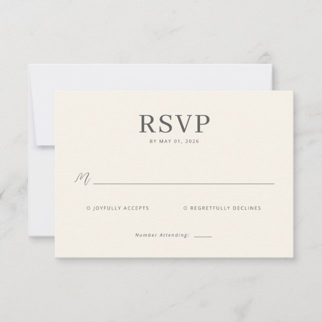 Elegant Off-White RSVP Card (Front)