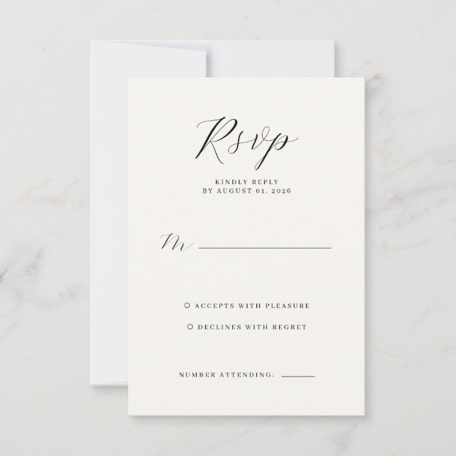 Elegant Off-White RSVP Card (Front)