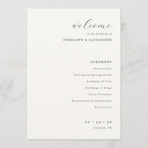 Elegant Off-White Wedding Ceremony Program