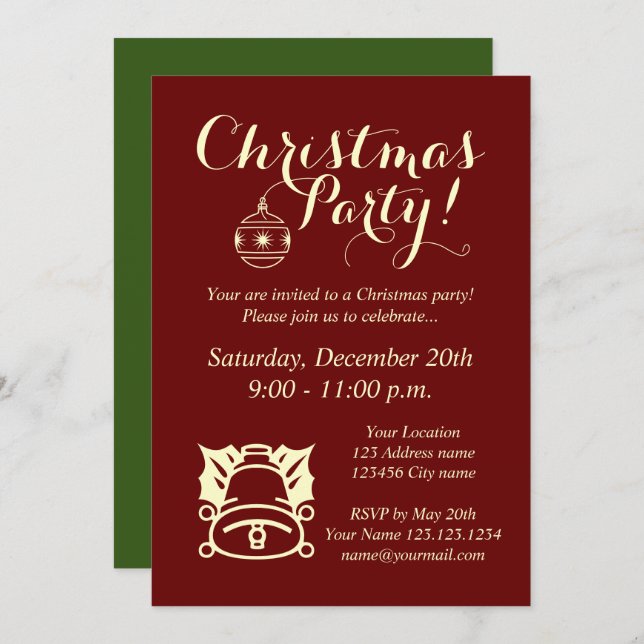 Elegant office Christmas party invitation template (Front/Back)
