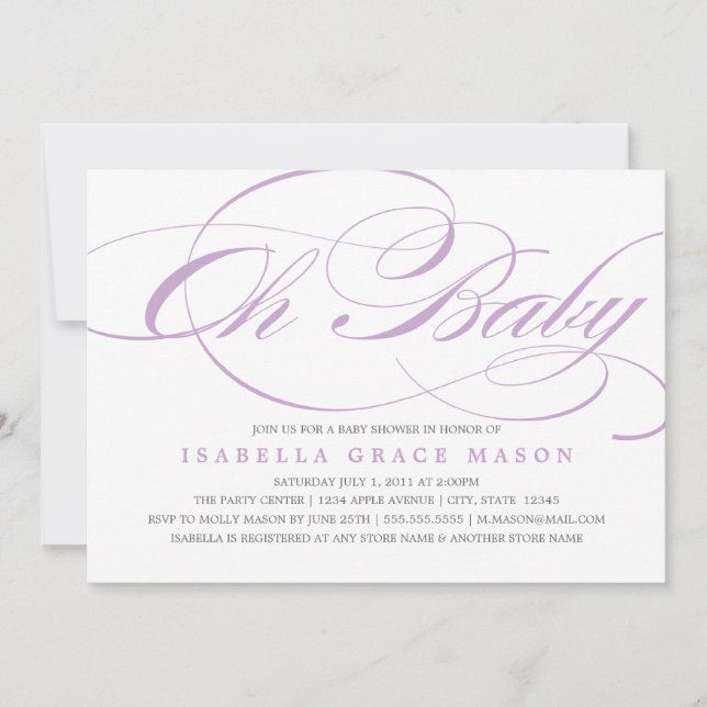 Elegant Oh Baby | Baby Shower Invitation (Front)