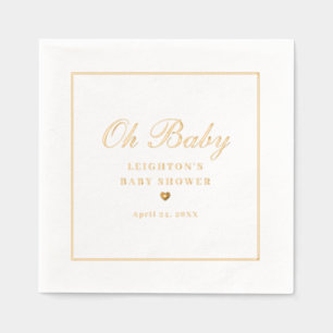 Elegant Oh Baby Script Calligraphy Baby Shower Foil Napkins