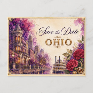 Elegant Ohio Save the Date Wedding Invitation Postcard