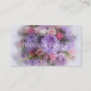 Elegant Oil Colours Flowers Artwork Modern Business Card