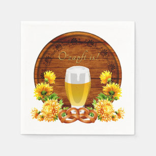 Elegant Oktoberfest Beer, Keg, Chrysanthemums Napkin