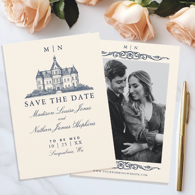 Elegant Old Chateau Manor Wedding Save The Date (Creator Uploaded)