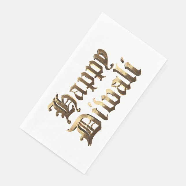 Elegant Old English Lettering Happy Diwali Napkin (Corner)