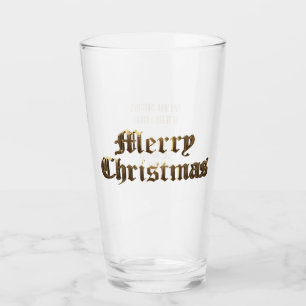 Elegant Old English Lettering Merry Christmas Glass