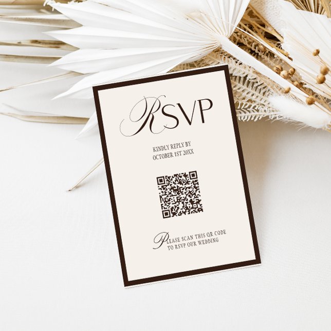 Elegant Old Money Brown Neutral RSVP Card (Creator Uploaded)