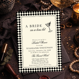 Elegant Old Money Checkered Martini Bridal Shower Invitation