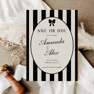 Elegant Old Money Coquette Black Bow Wedding Save The Date