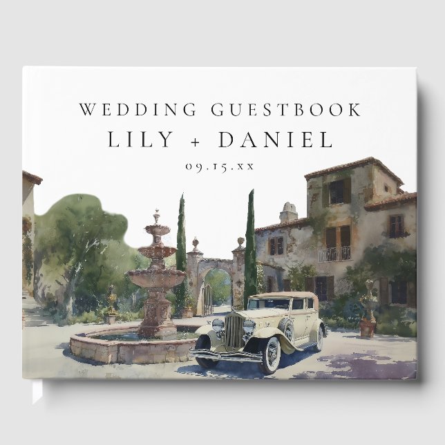 Elegant Old Money Country Estate Wedding Photo Guest Book (Front)