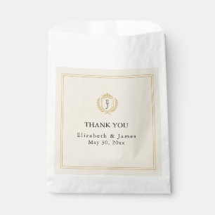 Elegant Old Money Crest - Ivory & Gold Wedding Favour Bag