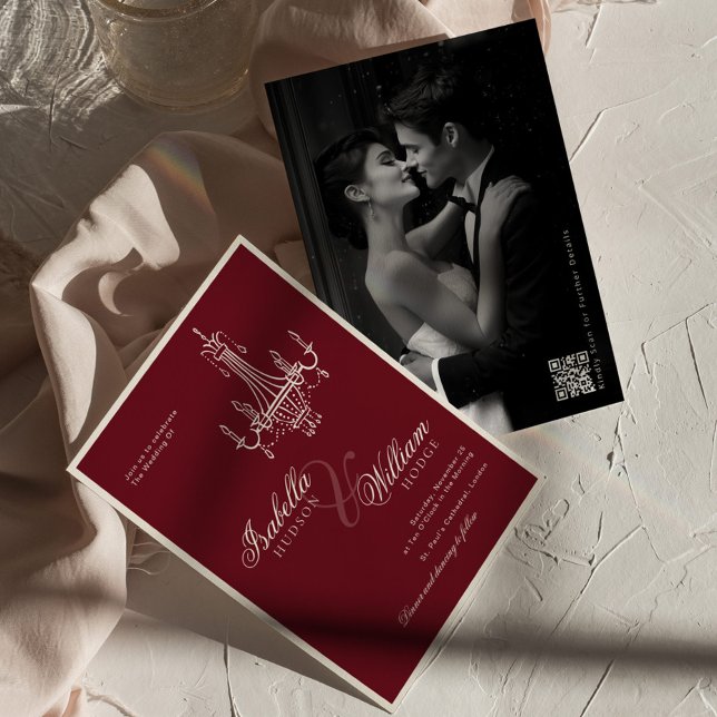 Elegant Old Money Deep Burgundy Timeless Wedding Invitation (Creator Uploaded)