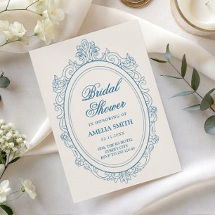 Elegant Old Money Script bridal shower invitation