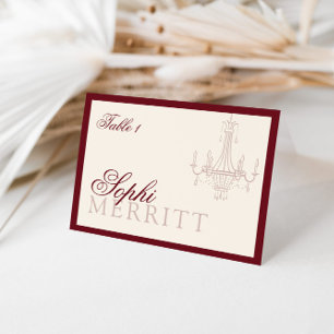 Elegant Old Money Wine Red Wedding place cards