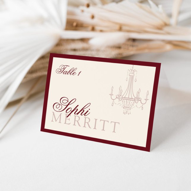 Elegant Old Money Wine Red Wedding place cards (Creator Uploaded)