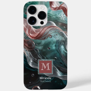 Elegant Old Rose and Emerald Silk Water Typography Case-Mate iPhone 14 Pro Max Case