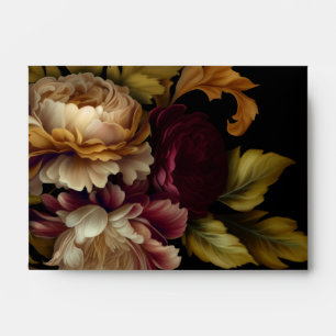 Elegant Old World Dark Floral Bouquet Envelope