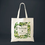 Elegant Olive Boho Garden Wedding Welcome Favour Tote Bag<br><div class="desc">Elegant olive boho garden summer wedding favour bag. The text can be changed using right the "Details" menu. To fit everything to your needs please click the "Customise" button and you can text style and colour change. Please contact me if you need help, for matching items or you have special...</div>