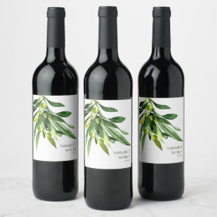 Elegant Olive Boho Garden Wedding Wine Label