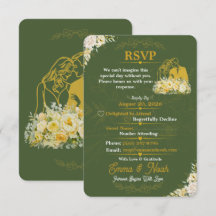 Elegant Olive Botanical Engagement RSVP Card