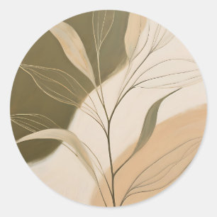 Elegant Olive Branch Abstract Classic Round Sticker