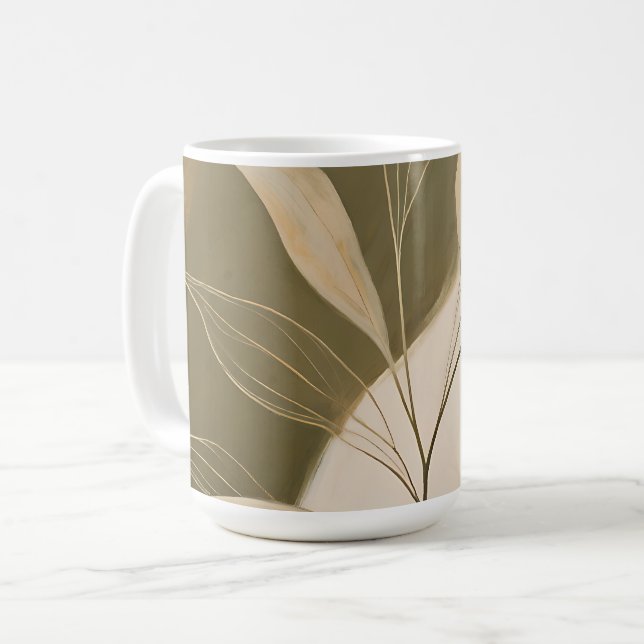 Elegant Olive Branch Abstract Coffee Mug (Front Left)