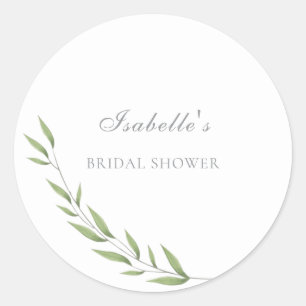 Elegant Olive Branch Bridal Shower Classic Round Sticker