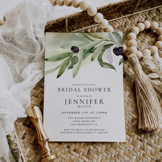 Elegant Olive Branch Bridal Shower Invitation (Creator Uploaded)