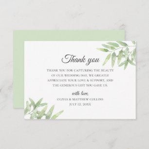 Elegant Olive Branch. Simple wedding Thank you Invitation
