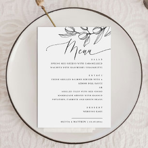 Elegant olive. Delicate botanical Italian wedding  Menu