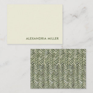 Elegant Olive Font Herringbone Patterned Back Card