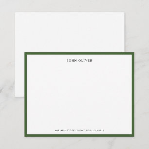 Elegant Olive Green border flat Thank You Card