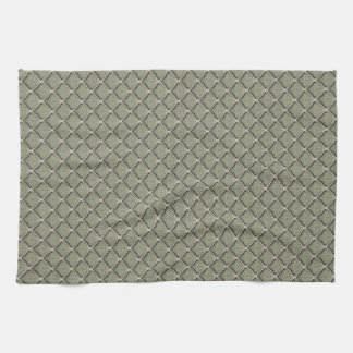 Elegant Olive Green Botanical Fan Pattern Neutral  Tea Towel