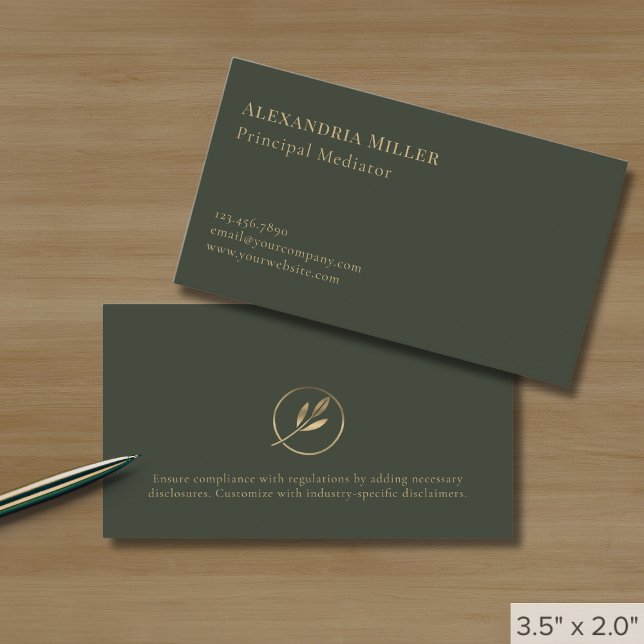 Elegant Olive Green Business Card (Creator Uploaded)