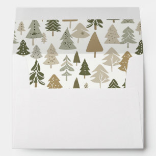 Elegant Olive Green Christmas Trees  Pattern  Envelope