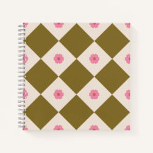 Elegant Olive Green & Cream Geometric Notebook