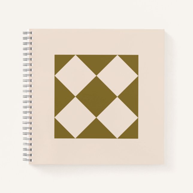 Elegant Olive Green & Cream Geometric Notebook (Front)