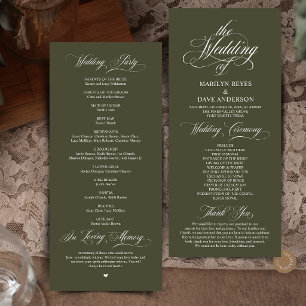 Elegant Olive Green Formal Wedding Ceremony Program