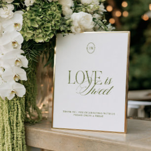 Elegant Olive Green Love is Sweet Wedding Sign