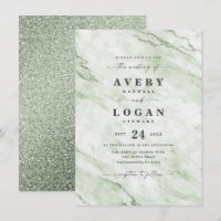 Elegant Olive Green Marble & Glitter Wedding