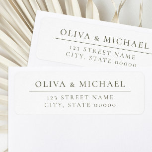 Elegant Olive Green Minimalist Return Address  Label