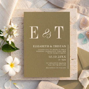 Elegant Olive Green Minimalist Wedding Invitation