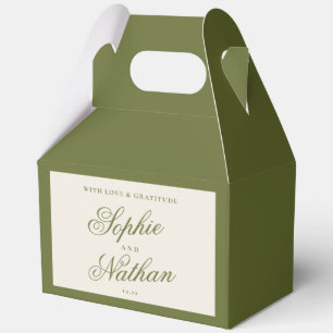 Elegant Olive Green Old Money Wedding Favour Boxes