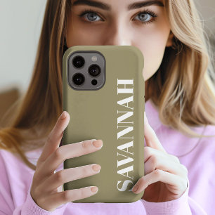 Elegant Olive Green personalised name simple  iPhone 13 Pro Max Case