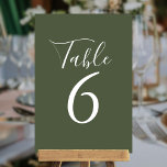 Elegant Olive Green Script Table Numbers<br><div class="desc">These elegant olive green table numbers can be personalised in chic white lettering. Designed by Thisisnotme©</div>